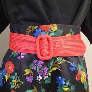 Vintage red woven belt Milor 80s retro woven belt